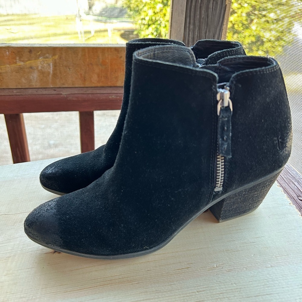 Frye Black Suede Ankle Booties - Picture 4 of 9